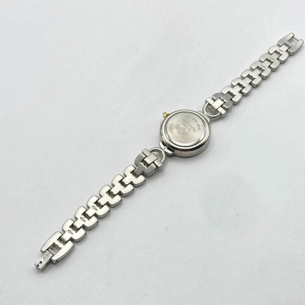 Valetta Women's Watch 25mm Matte Silver Gold Two Tone Crystals New Battery 6.5